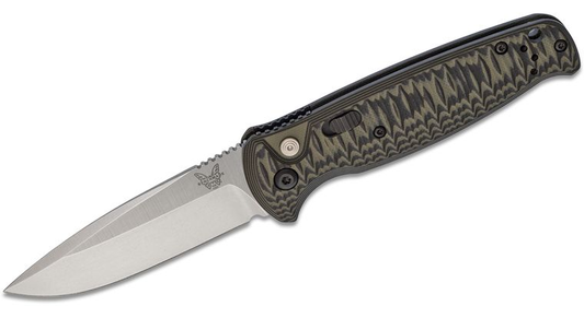Benchmade 4300-1 CLA AUTO Folding Knife 3.4" Stonewash 154CM Plain Blade, Green and Black G10 Handles