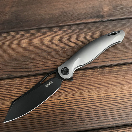 KUBEY KB246B Drake Black Stone Wash S90V Flipper Knife