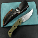 KUBEY KU375C Mikkel Willumsen Design Blade Hunter Clip Point EDC Fixed Blade Knife Green G10 Handle 3.38" Beadblast 14C28N