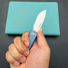 KB KNIVES KB469C El Dorado Slip Joint Pocket Knife Blue Ano Titanium w/ Micro Milling Silver Bead Blasted 2.96" M390