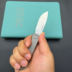 KB KNIVES KB469A El Dorado Slip Joint Pocket Knife Sandblasted Titanium w/ Micro Milling Silver Bead Blast 2.96" M390