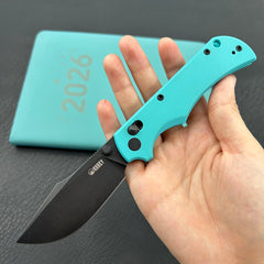 KU KNIVES KU503C Iguana Crossbar Lock Black Tiffany Blue Folding Knife