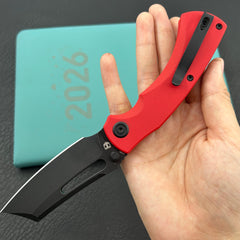 KU KNIVES KU378C Dheo Buttonlock Black Red Folding Knife