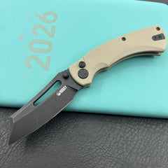 KU KNIVES KU378D Dheo Buttonlock Black Tan Folding Knife