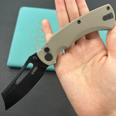 KU KNIVES KU378D Dheo Buttonlock Black Tan Folding Knife
