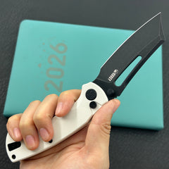 KU KNIVES KU378D Dheo Buttonlock White Folding Knife
