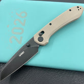 KU KNIVES KU446F Bonza Crossbar Lock Black Tan Folding Knive