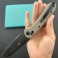 KU KNIVES KU446F Bonza Crossbar Lock Black Tan Folding Knive
