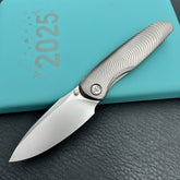 KB knives KB379A Pioneer Folding Knife Sandblast Titanium w/Wave Milling Handle 3.35'' Beadblast CPM 20CV Blade