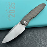 KB knives KB379B Pioneer Folding Knife  Tiger Stripe  Flame Titanium w/ Wave Milling Handle 3.35'' Beadblast CPM 20CV Blade