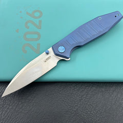 KU KNIVES KU474B Whammy Framelock Blue Ano Ti Folding Knife