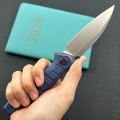 KU KNIVES KU474B Whammy Framelock Blue Ano Ti Folding Knife