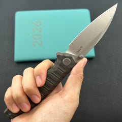 KU KNIVES KU474C Whammy Framelock Flame Ano Ti Folding Knife