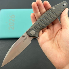 KU KNIVES KU474C Whammy Framelock Flame Ano Ti Folding Knife