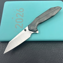 KB KNIVES KB495E Nova Reverse Tanto Frame Locking Folding Knife DLC Titanium Handle 3.66" Belt Satin M390