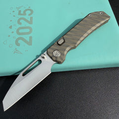 KB Venom KB435B Top Liner Lock Pocket Folding Knife Flame Ano Titanium w/ Radial Milling 3.46" Belt Satin CPM S90V Blade