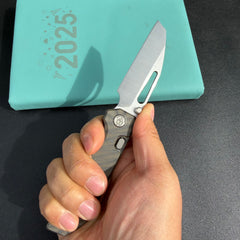 KB Venom KB435B Top Liner Lock Pocket Folding Knife Flame Ano Titanium w/ Radial Milling 3.46" Belt Satin CPM S90V Blade