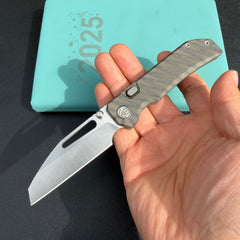 KB Venom KB435B Top Liner Lock Pocket Folding Knife Flame Ano Titanium w/ Radial Milling 3.46" Belt Satin CPM S90V Blade