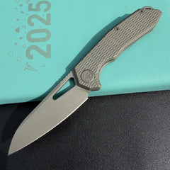 KB Vagrant KB284 Folding Knife Sandblast Titanium Handle 3.15" Darkblast M390 Blade