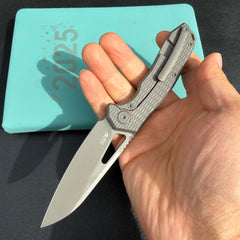 KB Vagrant KB284 Folding Knife Sandblast Titanium Handle 3.15" Darkblast M390 Blade