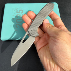 KB Vagrant KB284 Folding Knife Sandblast Titanium Handle 3.15" Darkblast M390 Blade