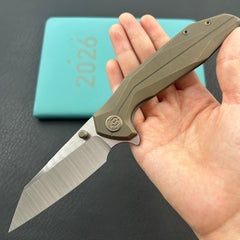 KB KNIVES KB495D Nova Reverse Tanto Frame Locking Folding Knife Bronze Titanium Handle 3.66" Belt Satin M390