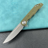 KUBEY KU312 Mizo Liner Lock Flipper Folding Knife Green G10 Handle 3.15" Bead Blast Finish AUS-10