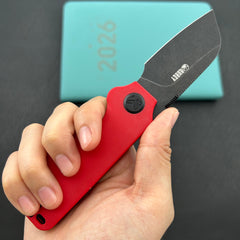 KU knife KU407D Boxer Linerlock Black Red Folding Knife