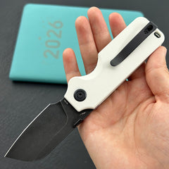 KU knife KU407E Boxer Linerlock Black White Folding Knife