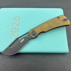 KU knife KU397D Gurkha Linerlock Black Ultem Folding Knife