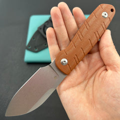 KU knife KU455B Microburst Fixed Blade Knife Bronze Micarta Handle 2.95" Beadblast 14C28N Fixed Knife