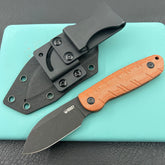 KU knife KU455D Microburst Fixed Blade Knife Bronze Micarta Handle 2.95" Beadblast 14C28N Fixed Knife