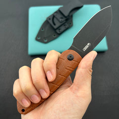 KU knife KU455D Microburst Fixed Blade Knife Bronze Micarta Handle 2.95" Beadblast 14C28N Fixed Knife