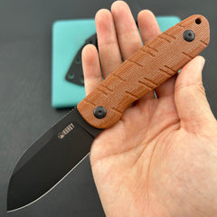 KU knife KU455D Microburst Fixed Blade Knife Bronze Micarta Handle 2.95" Beadblast 14C28N Fixed Knife