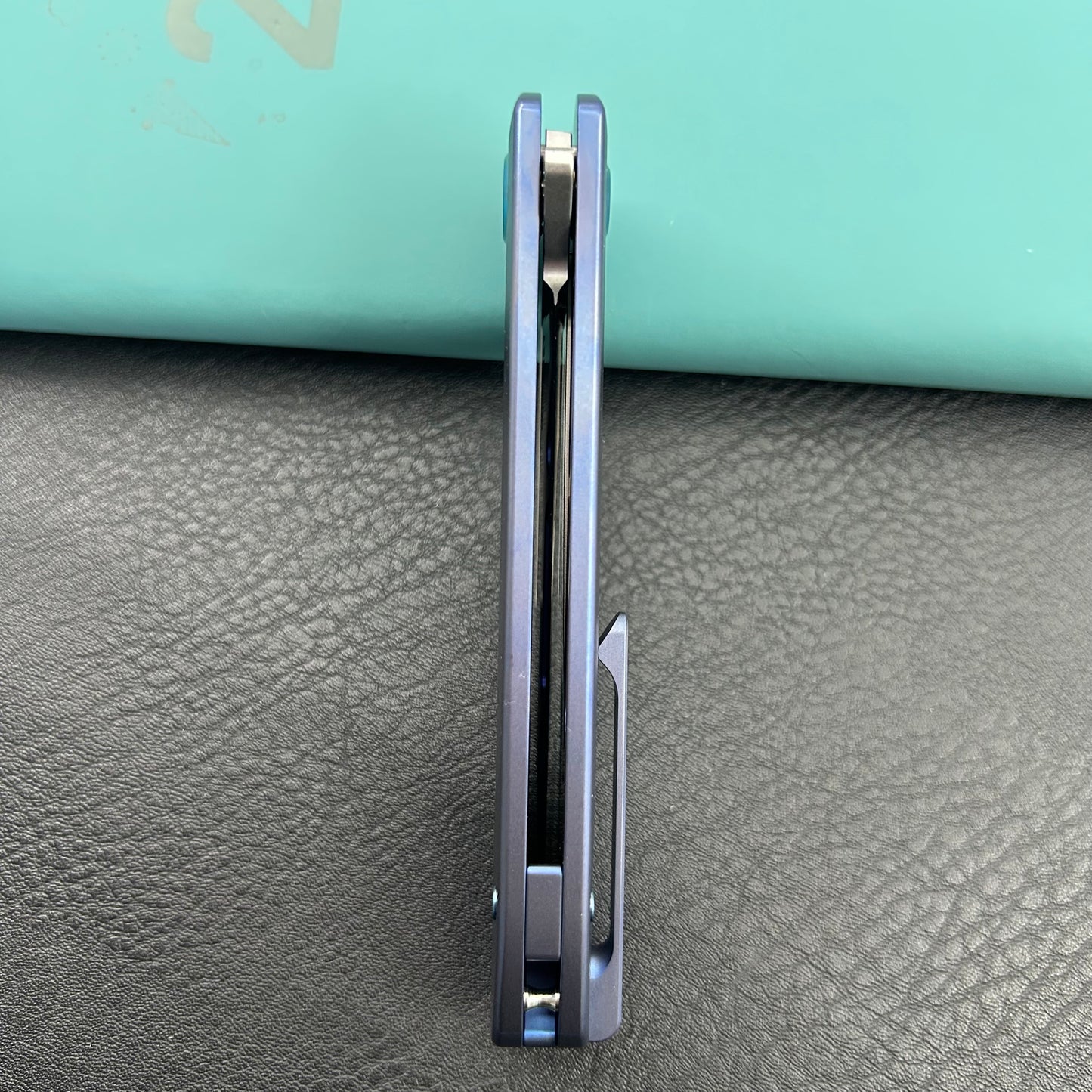 KU knife KU353B Supercell Linerlock Blue Ti Folding Knife