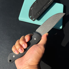Kubey KNIVES KU268A Eskoria Fixed Blade Knife Black G-10 Handle 5.11" Beadblast 14C28N