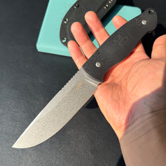 Kubey KNIVES KU268A Eskoria Fixed Blade Knife Black G-10 Handle 5.11" Beadblast 14C28N