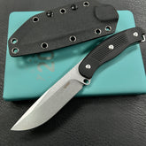 Kubey KU426A Bearcat Fixed Blade Knife Black G-10 Handle 4.73" Beadblast 14C28N Blade