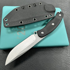 Kubey KU426A Bearcat Fixed Blade Knife Black G-10 Handle 4.73" Beadblast 14C28N Blade