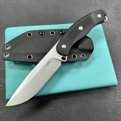 Kubey KU426A Bearcat Fixed Blade Knife Black G-10 Handle 4.73" Beadblast 14C28N Blade