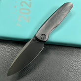 KB knives KB379C Pioneer Folding Knife Black DLC Titanium w/ Wave Milling Handle 3.35'' Black DLC 20CV Blade