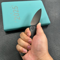 KB knives KB379C Pioneer Folding Knife Black DLC Titanium w/ Wave Milling Handle 3.35'' Black DLC 20CV Blade