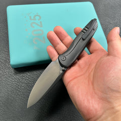KB knives KB379C Pioneer Folding Knife Black DLC Titanium w/ Wave Milling Handle 3.35'' Black DLC 20CV Blade