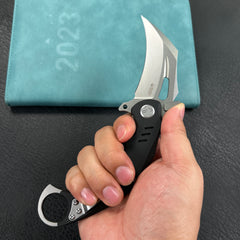 KUBEY KU261A Wrath Karambit Folding Knife Black G-10 Handle 2.68" Beadblast 14C28N Blade