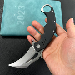 KUBEY KU261A Wrath Karambit Folding Knife Black G-10 Handle 2.68" Beadblast 14C28N Blade