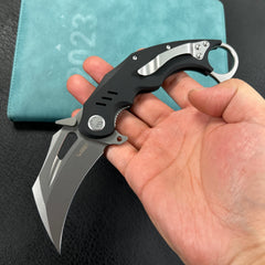 KUBEY KU261A Wrath Karambit Folding Knife Black G-10 Handle 2.68" Beadblast 14C28N Blade