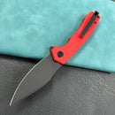 KUBEY KU901I Calyce Liner Lock Flipper Folding Knife Red G10 Handle 3.27" Blackwashed AUS-10