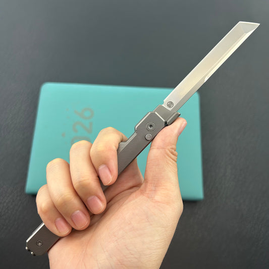 KB KNIVES KB243D Prism Folding Knife Beadblast Titanium Handle 3.54" Beadblast M390 Blade