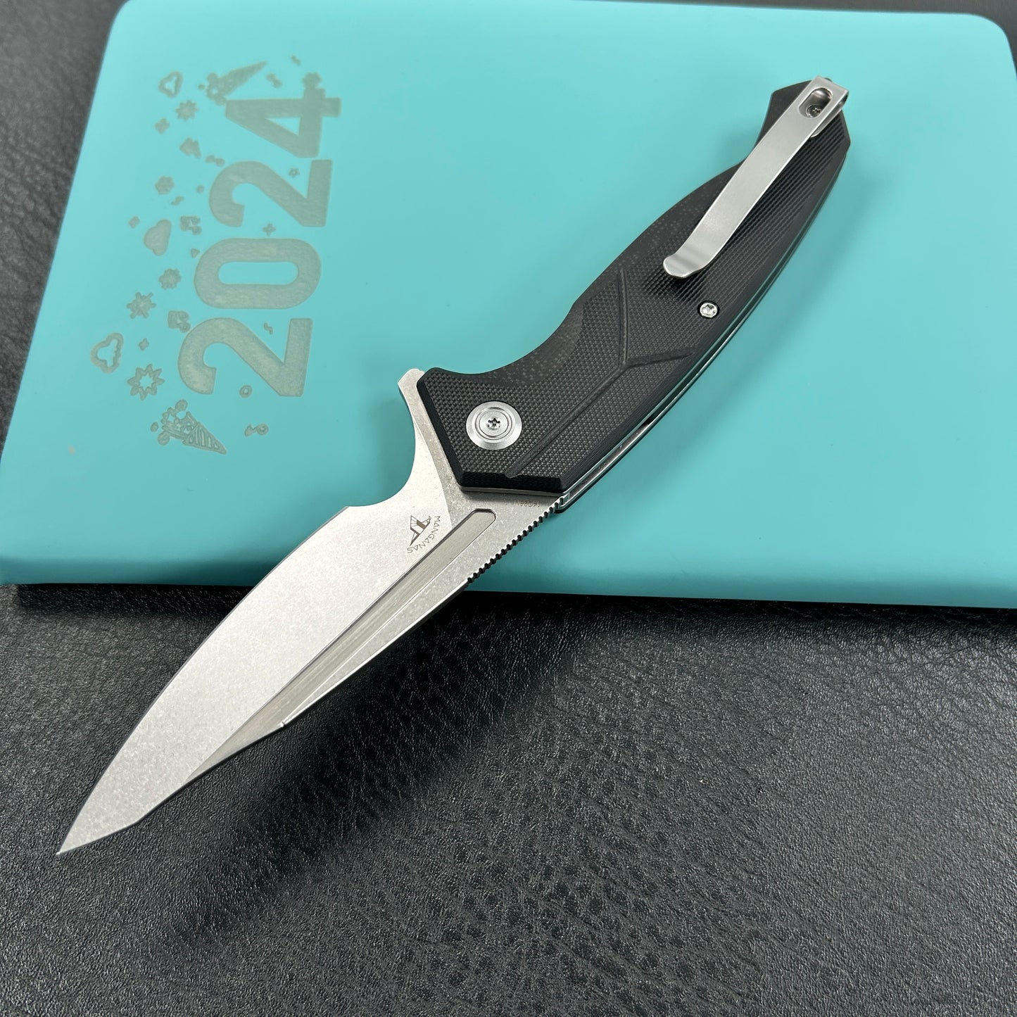 KUBEY KU373A RBC-1 Outdoor Flipper Knife Black G10 Handle 3.46" Stonewash 14C28N