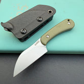 KU KNIVES KU412E Rockhopper Fixed Blade Green Micarta Fixed Knife